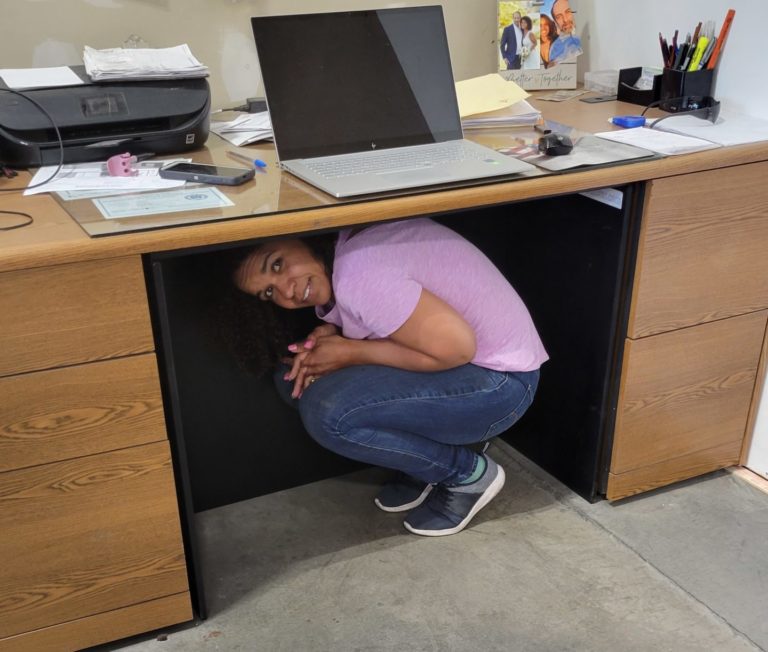 Bulletproof desk inserts designed to protect employees.